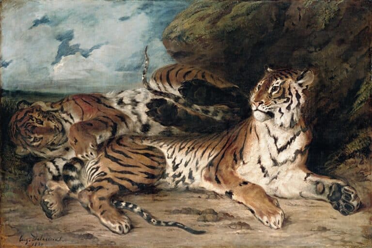 Jeune Tigre jouant avec sa mère – Eugène Delacroix Eugène Delacroix