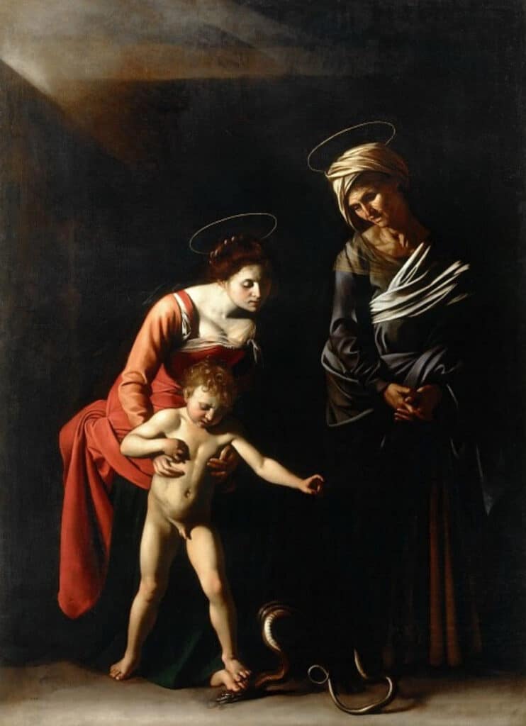 Vierge et enfant avec un serpent – Caravage Le Caravage