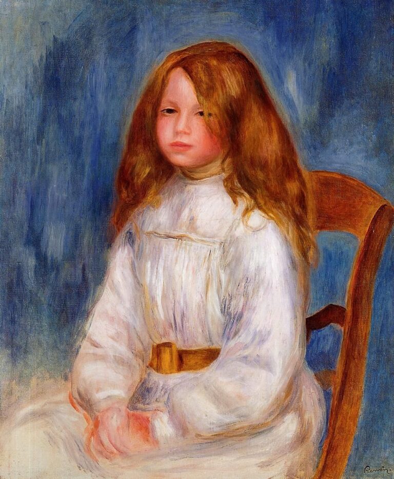 Fillette assise sur un fond bleu – Pierre-Auguste Renoir Pierre-Auguste Renoir