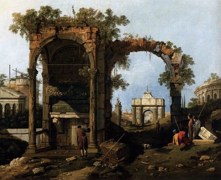Capriccio avec ruines classiques et édifices – Giovanni Antonio Canal Giovanni Antonio Canal