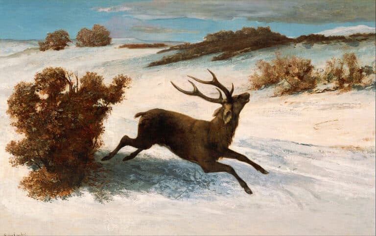 Chevreuil courant dans la neige – Gustave Courbet Gustave Courbet