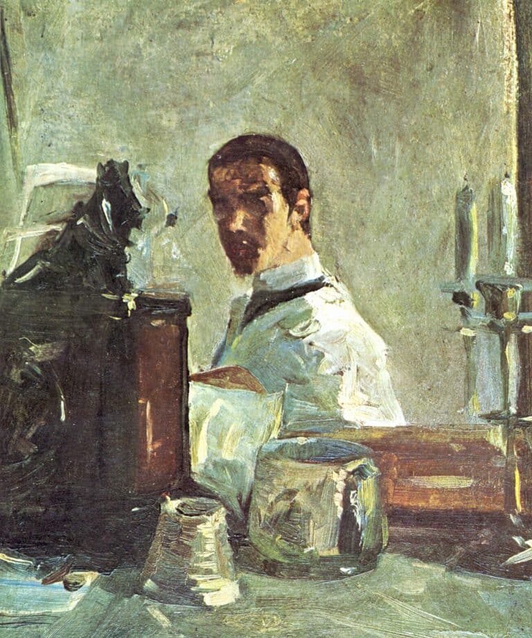 Autoportrait devant un miroir – Toulouse Lautrec Henri de Toulouse-Lautrec