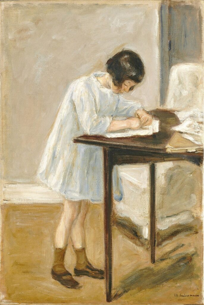 Petite-fille (fille debout qui écrit) – Max Liebermann Max Liebermann