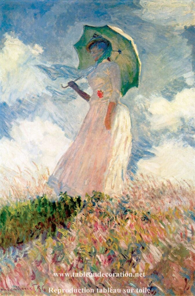 Femme à l’ombrelle tournée vers la gauche – Reproduction tableau monet Claude Monet