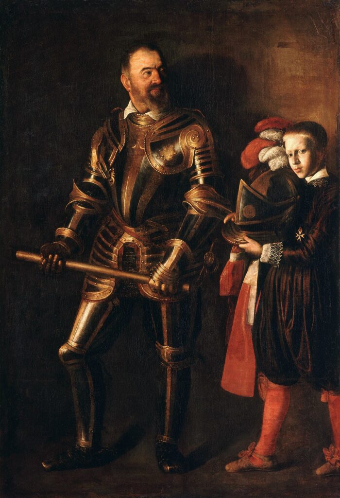 Portrait d’Alof de Wignacourt, Grand Maître de l’Ordre de Malte de 1601-22 (1547-1622), avec hi – Caravage Le Caravage