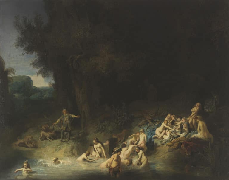 Diane et ses nymphes surprises au bain par Actéon – Rembrandt van Rijn Rembrandt van Rijn