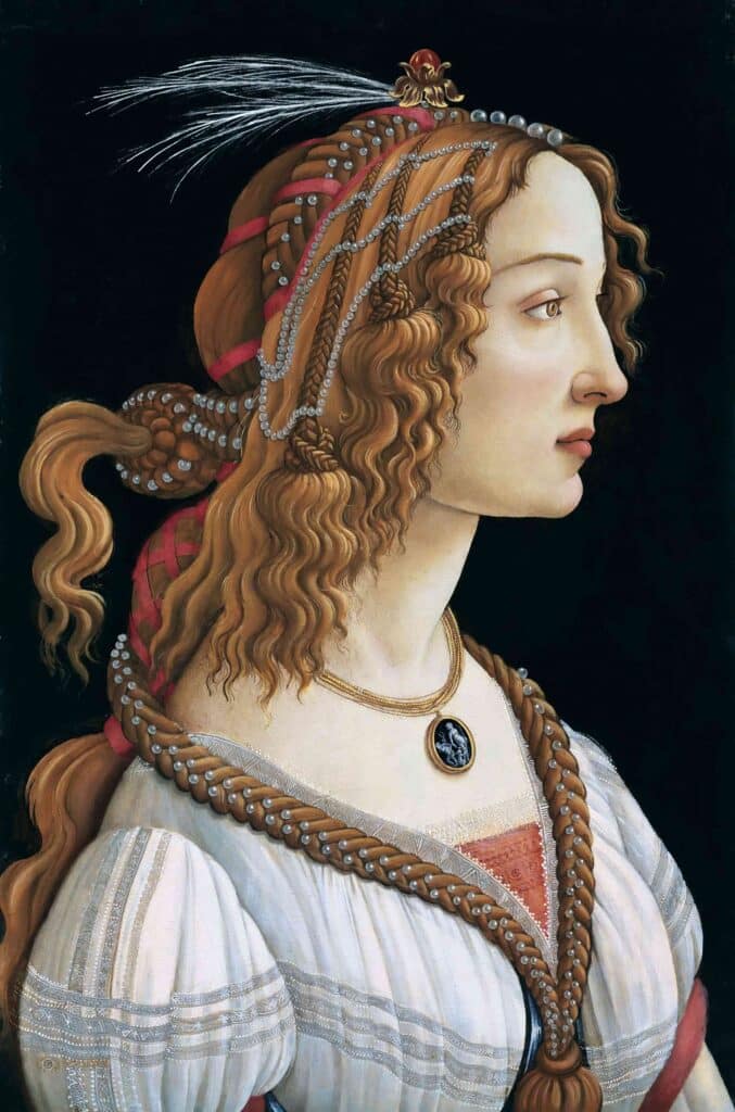 Portrait idéalisé d’une femme (Portrait de Simonetta Vespucci en nymphe) – Sandro Botticelli Sandro Botticelli