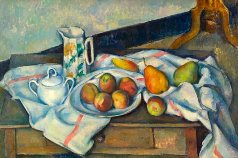 Nature morte avec fruits, carafe, sucrier et bouteille – Paul Cézanne Paul Cézanne