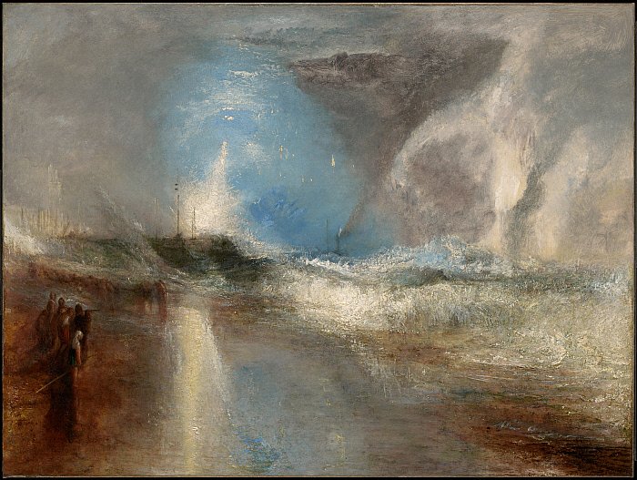 Des fusées et des feux bleus pour avertir les bateaux à vapeur des hauts fonds – William Turner William Turner