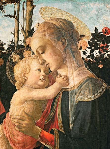 Madone et enfant avec saint Jean Baptiste, détail de la Madone et de l’enfant – Sandro Botticelli Sandro Botticelli