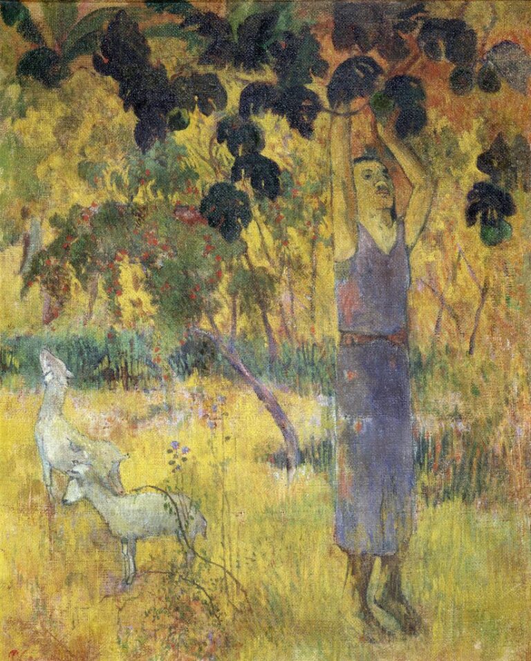 Homme cueillant des fruits sur un arbre – Paul Gauguin Paul Gauguin