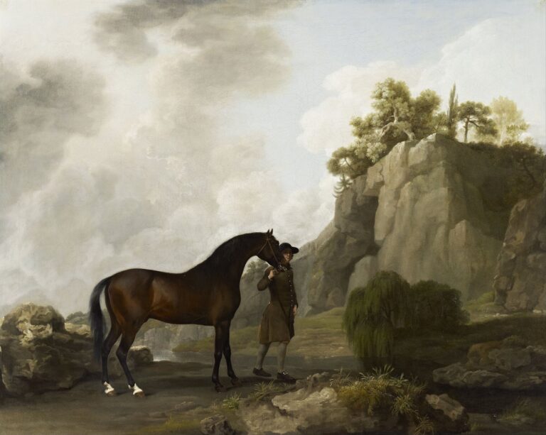 Le marquis de Rockingham’s Arabe Étalon (Del par un Jeune marié au Creswell Pitons) – George Stubbs George Stubbs