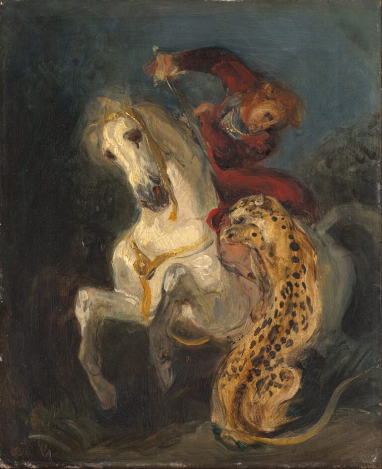 Un cavalier attaqué par un jaguar – Eugène Delacroix Eugène Delacroix