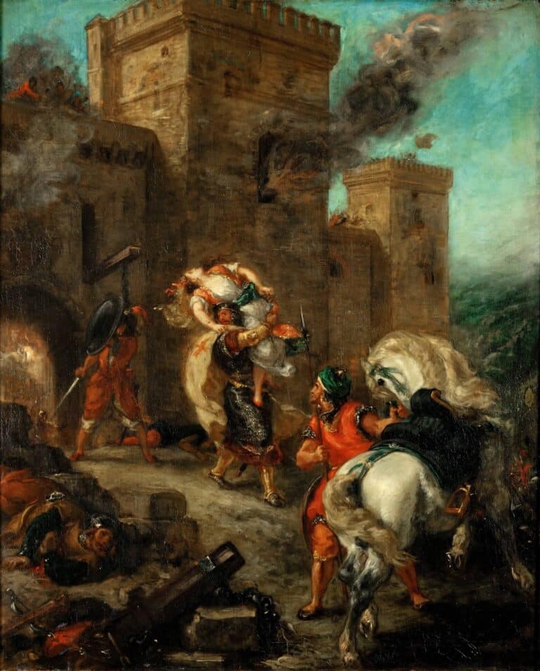 Rebecca violée par un Templier lors du sac du château de Frondeboeuf – Eugène Delacroix Eugène Delacroix