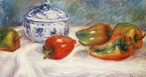 Nature morte avec un sucrier bleu et des poivrons – Pierre-Auguste Renoir Pierre-Auguste Renoir