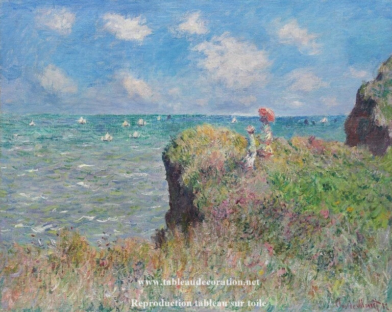 Promenade sur la falaise, Pourville – Tableau paysage Monet Claude Monet