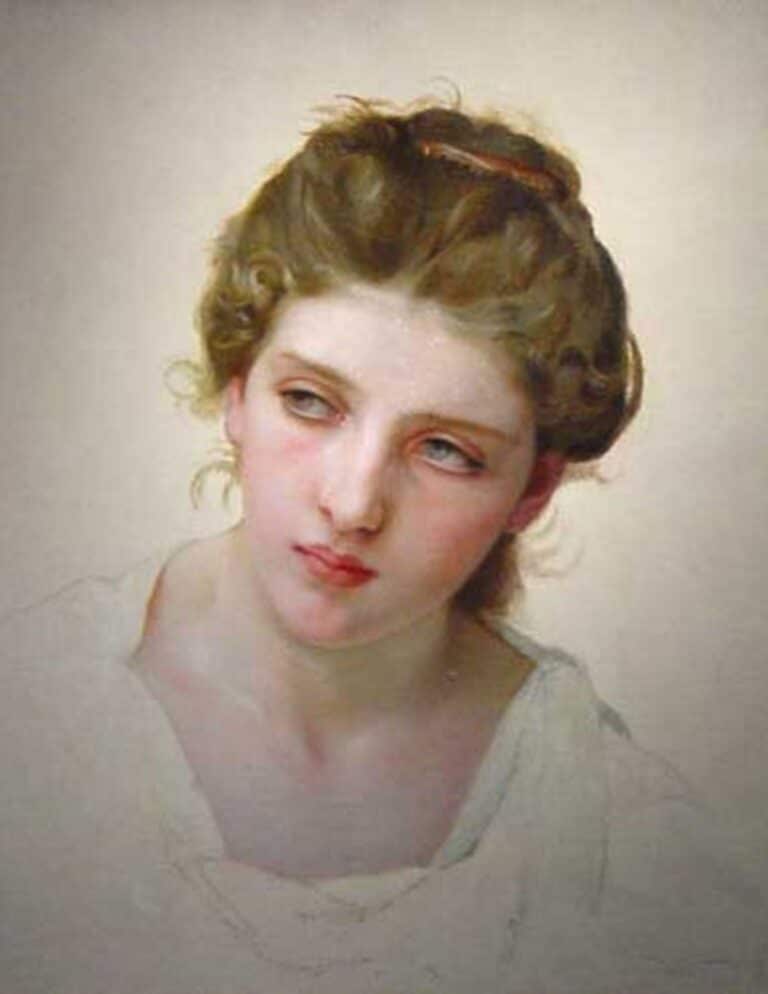 Étude de la tête d’un visage féminin blond de William Bouguereau William Bouguereau