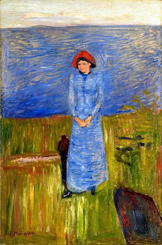 Femme avec un chapeau rouge au fjord – Edvard Munch Edvard Munch