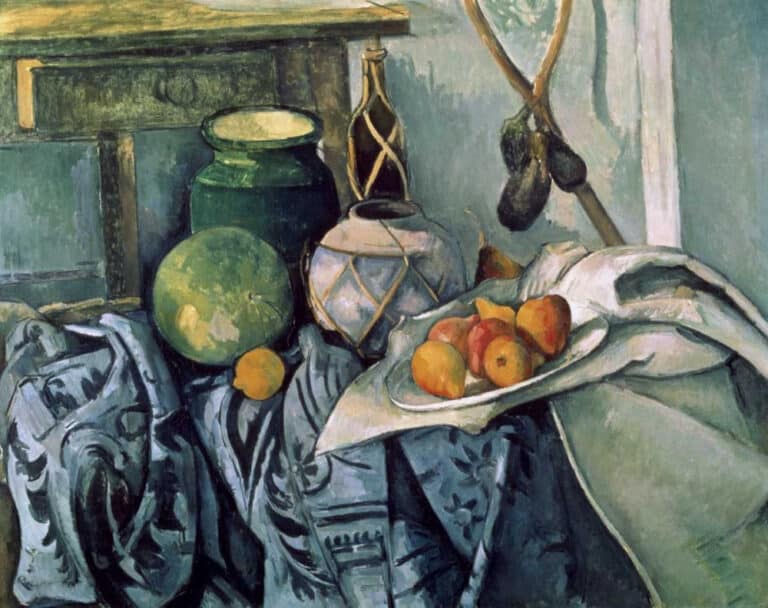 Nature morte avec un flacon et des aubergines – Paul Cézanne Paul Cézanne