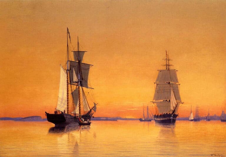 Navires dans le port de Boston au crépuscule, 1859 – William Bradford William Bradford