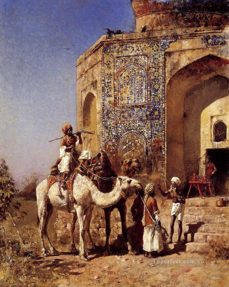 La vieille mosquée aux tuiles bleues à l’extérieur de Delhi, en Inde – Edwin Lord Weeks Edwin Lord Weeks