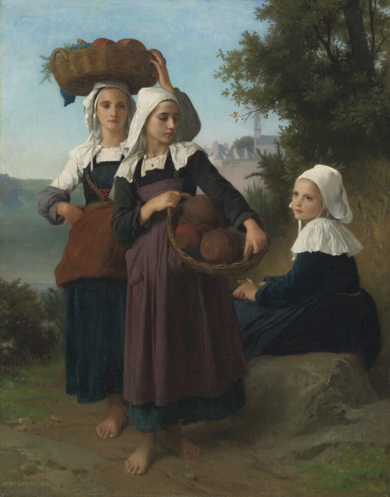 Jeunes filles de Fouesnant revenant du marché – William Bouguereau William Bouguereau