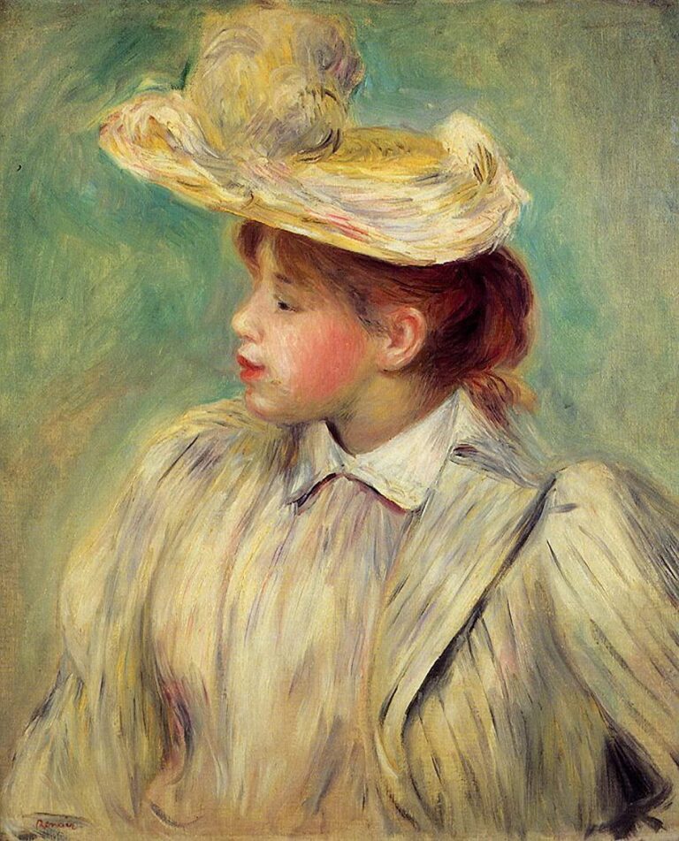 Jeune femme dans une paille chapeau – Pierre-Auguste Renoir Pierre-Auguste Renoir