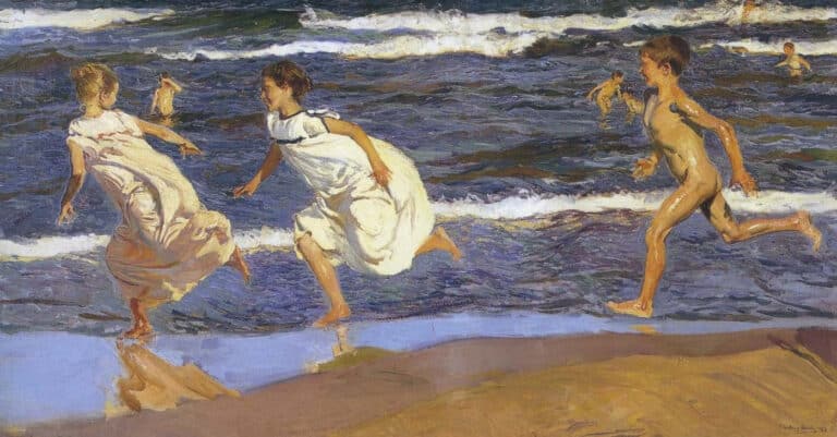 Courir le long de la plage – Sorolla Joaquín Sorolla