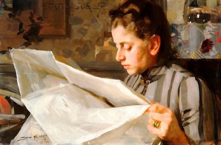 Emma Zorn lisant, 1887 – Anders Zorn Anders Zorn