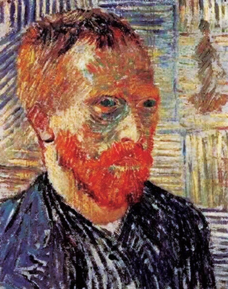 Autoportrait avec une estampe japonaise – Van Gogh Autoportraits de Vincent van Gogh