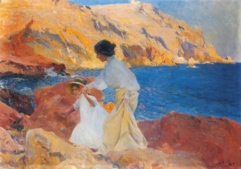 Clotilde et Elena sur les rochers, Javea – Sorolla Joaquín Sorolla