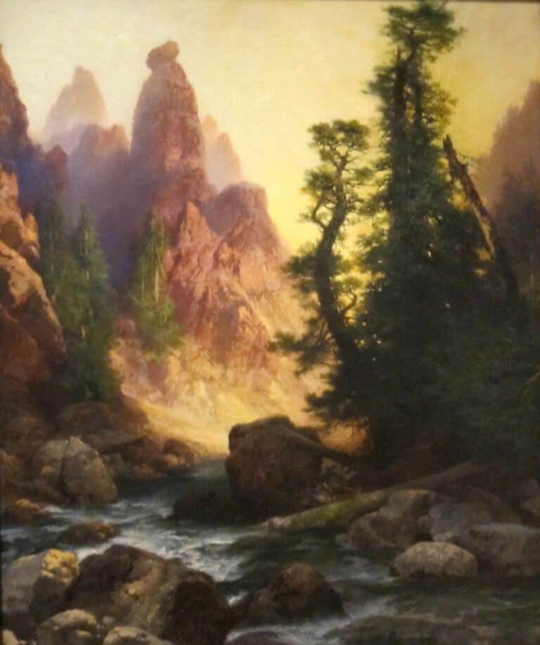 Sous les tours de Tower Falls, Yellowstone – Thomas Moran Thomas Moran