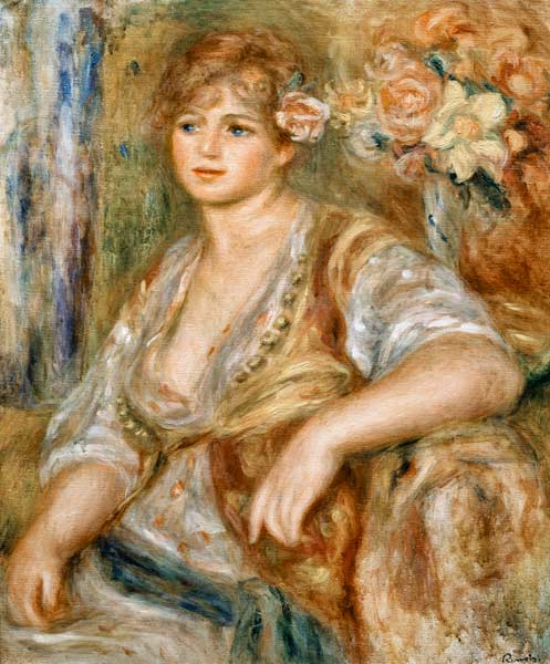 Femme blonde avec la rose dans les cheveux – Pierre-Auguste Renoir Pierre-Auguste Renoir