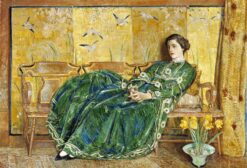 Avril : (La robe verte) – Childe Hassam Childe Hassam