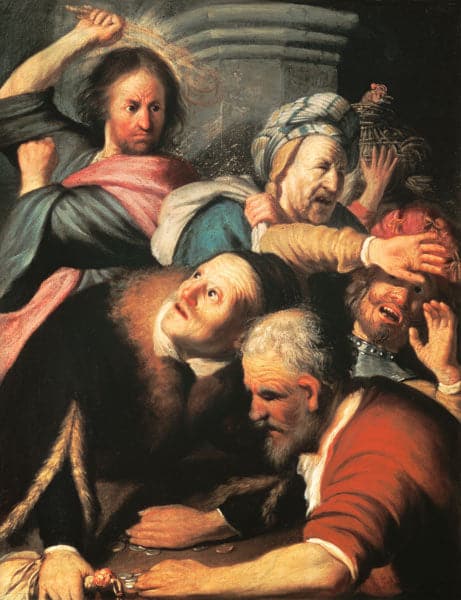 Le Christ chasse du temple les prêteurs d’argent – Rembrandt van Rijn Rembrandt van Rijn