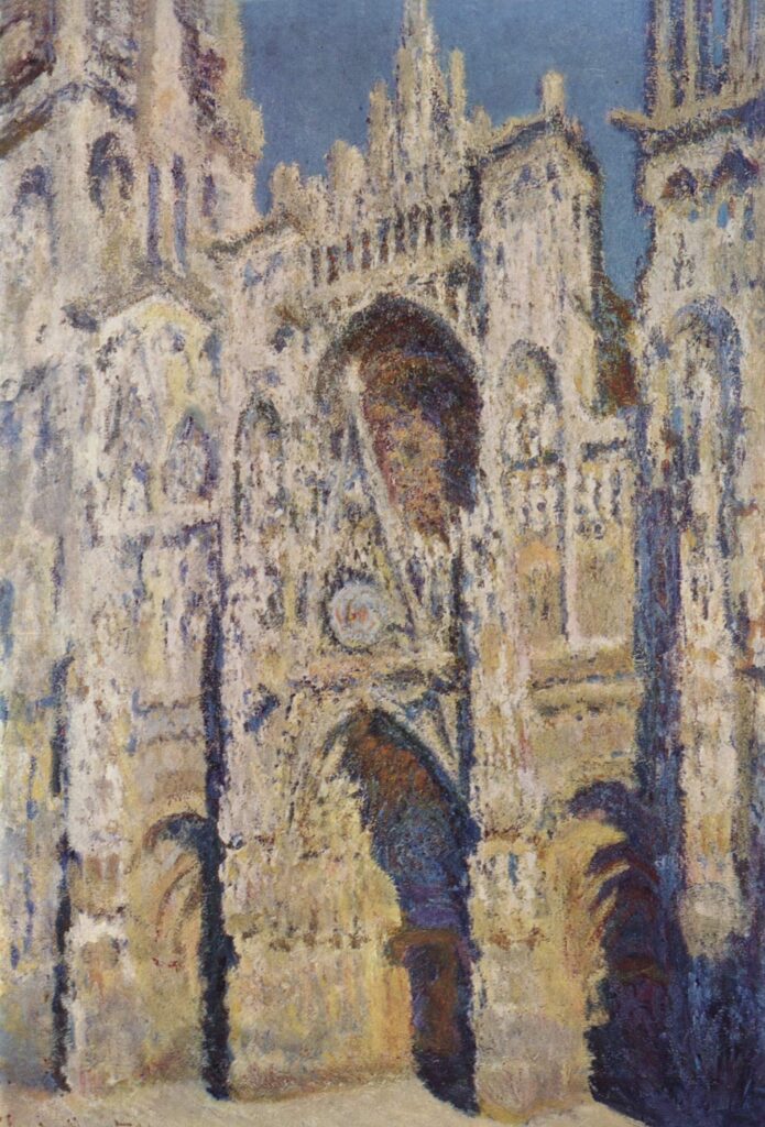 La Cathédrale de Rouen. Le portail et la tour Saint-Romain, plein soleil ; harmonie bleue et or (W1360) – Claude Monet Cathédrales de Rouen de Claude Monet