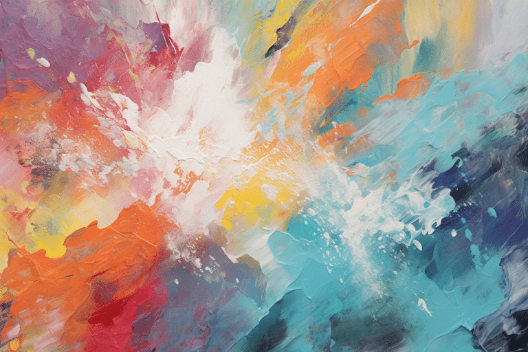 Tableau abstrait multicolore contemporain welcome Tableaux Contemporains