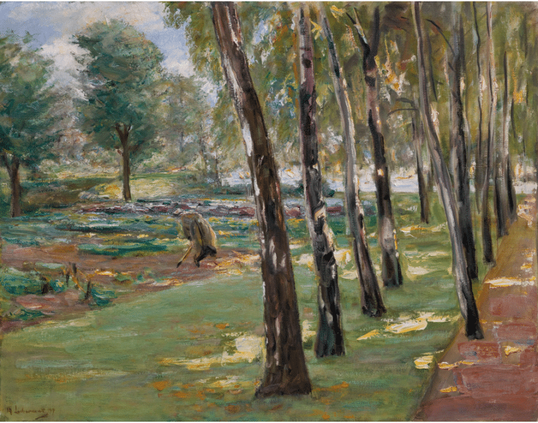 L’allée de bouleaux dans le jardin de Wannsee – vue sur le champ de choux – Max Liebermann Max Liebermann