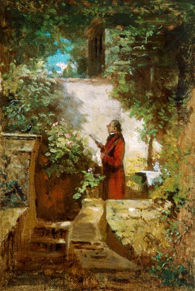 Le lecteur de journaux dans le jardin de la maison – Carl Spitzweg Carl Spitzweg