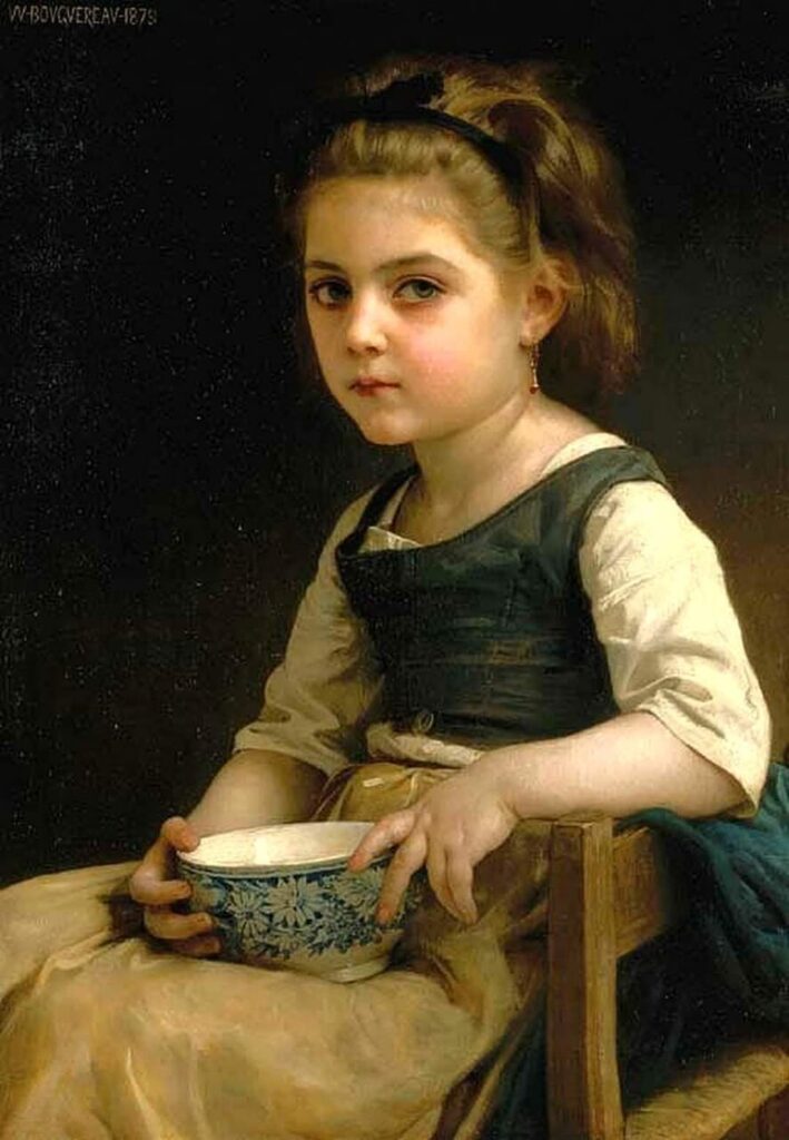 Petite fille avec un bol bleu – William Bouguereau William Bouguereau