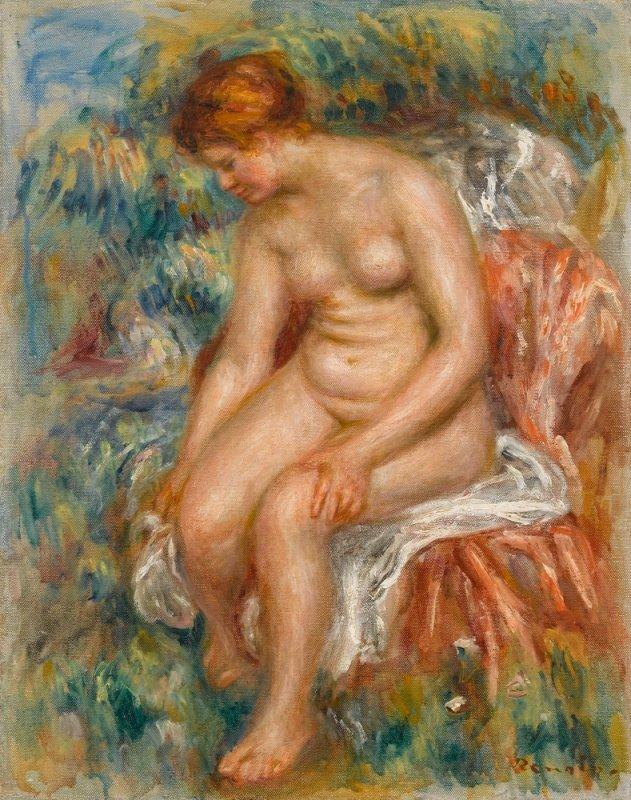 Baigneuse assise s’essuyant une jambe – Pierre-Auguste Renoir Pierre-Auguste Renoir