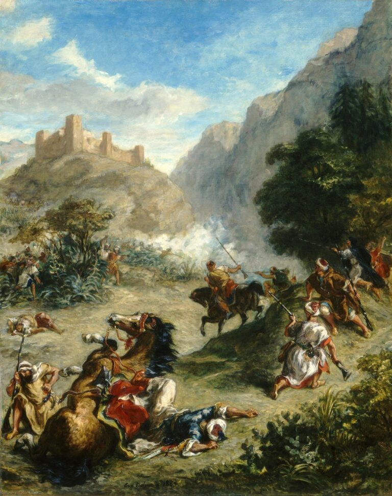 Lutte entre Arabes en montagne ou recouvrement fiscal arabe – Eugène Delacroix Eugène Delacroix