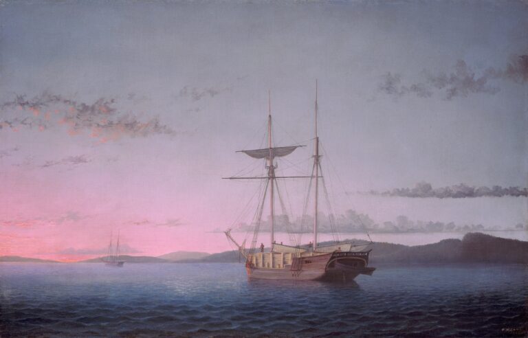 Goélettes de bois de construction en soirée dans la baie de Penobscot, 1863 – Fitz Henry Lane Fitz Henry Lane