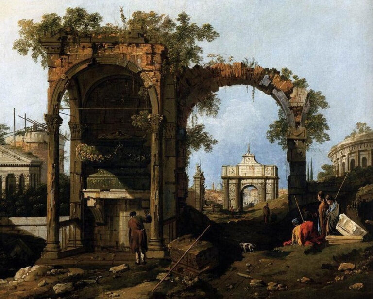 Capriccio avec ruines et bâtiments classiques, vers 1760 (huile sur toile) – Giovanni Antonio Canal Giovanni Antonio Canal