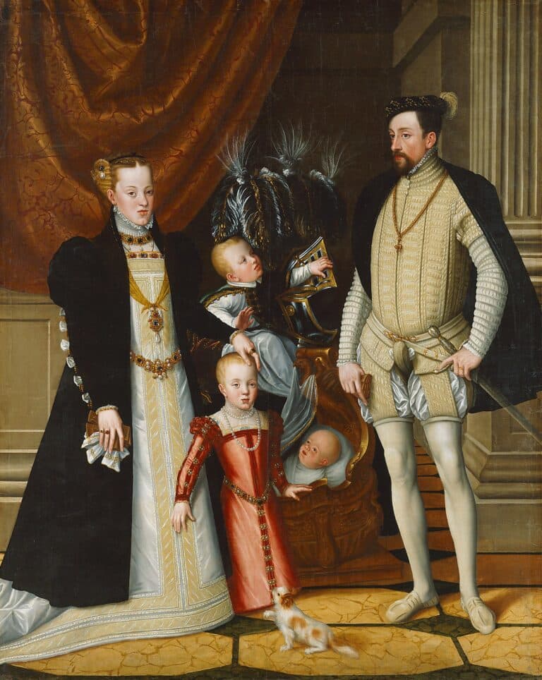 L’empereur romain maximilien ii. d’autriche et son épouse l’infante maria d’espagne avec leurs enfants – Arcimboldo Giuseppe Arcimboldo