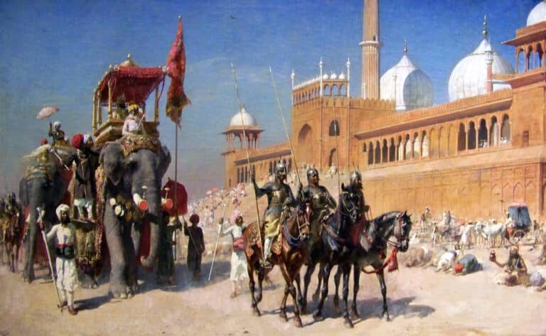 Le grand Moghol et sa cour revenant de la grande mosquée de Delhi – Edwin Lord Weeks Edwin Lord Weeks