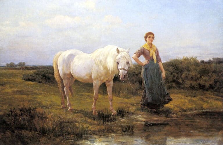 Noonday emmenant un cheval à l’eau, 1877 – Heywood Hardy Heywood Hardy