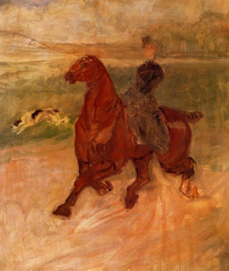 Femme cavalière et chien – Toulouse Lautrec Henri de Toulouse-Lautrec