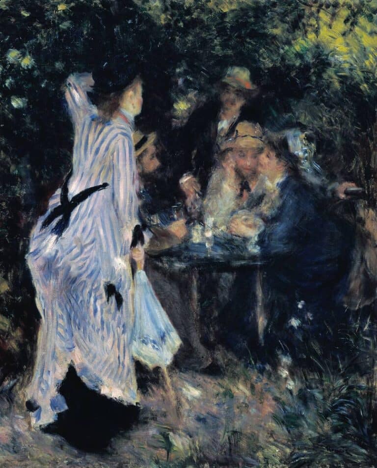 Dans le jardin, ou sous les arbres du Moulin de la Galette de Pierre-Auguste Renoir Pierre-Auguste Renoir