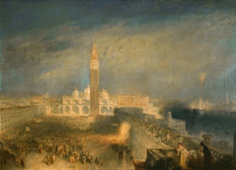 Julia et sa bonne sur le balcon de la place Saint Marc de Venise – William Turner William Turner